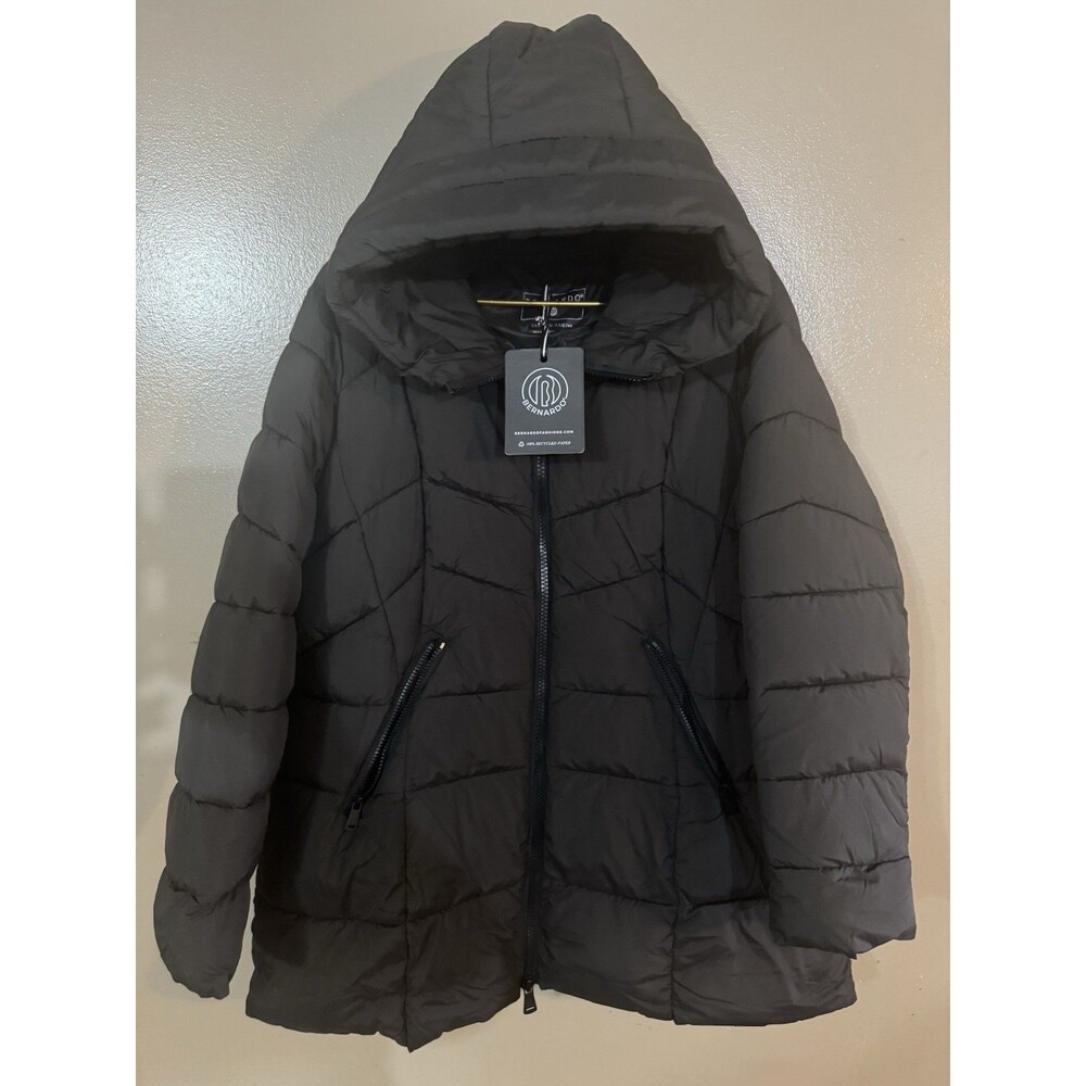 Bernardo Black Hooded Puffer Coat